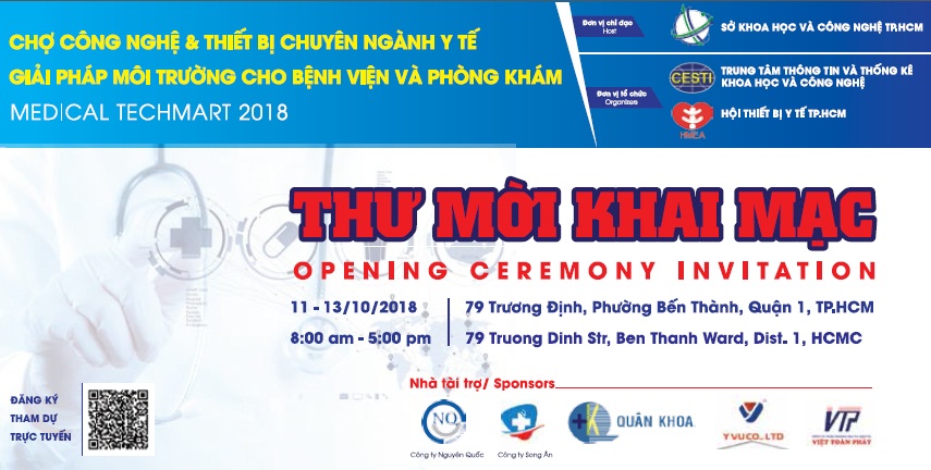 Techmart Y tế - Giải pháp môi trường cho bệnh viện và phòng khám sẽ khai mạc ngày 11/10/2018